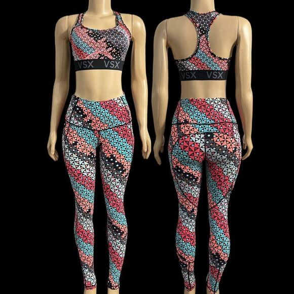 Victoria Secret Sports Set knockout Tight S & Matching Player Bra multicolor M - Picture 1 of 7